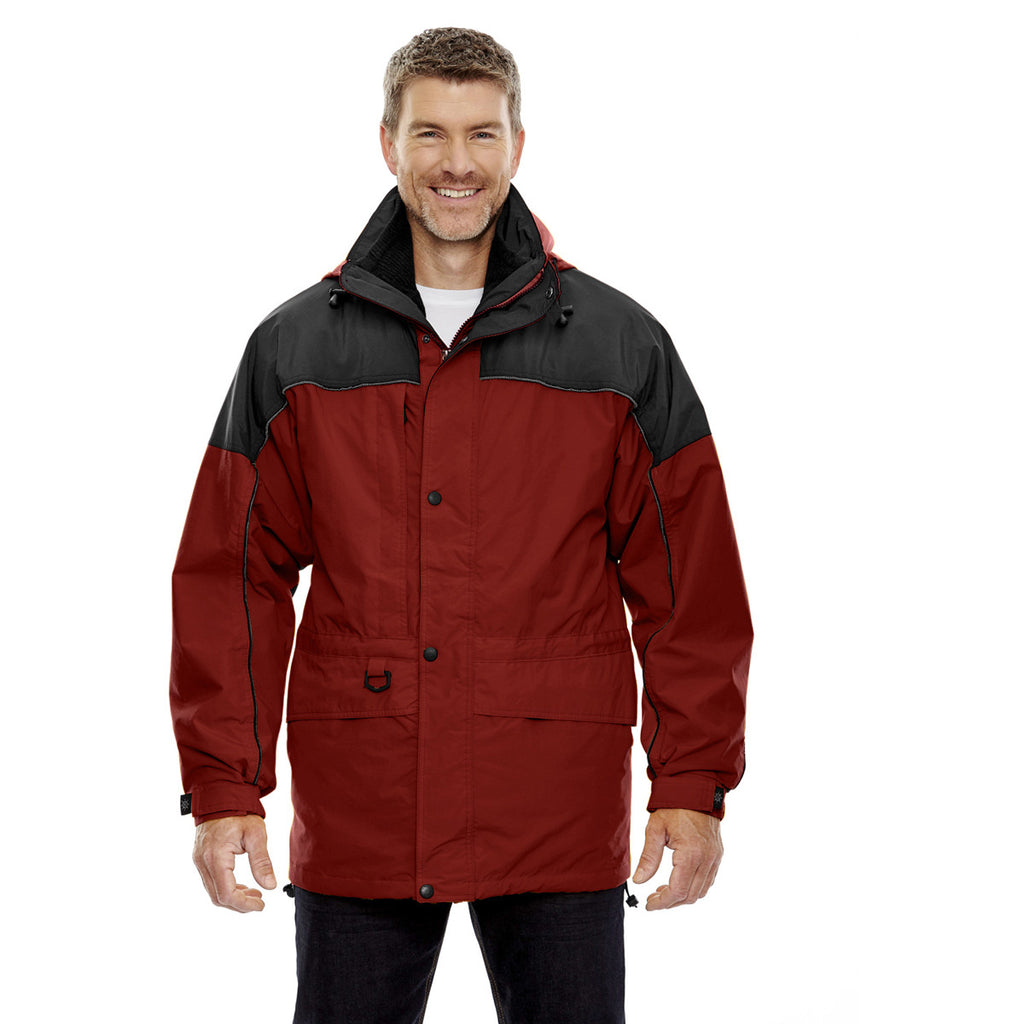 North End Men's Molten Red 3-in-1 Two-Tone Parka