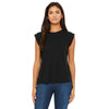 Bella + Canvas Women's Black Flowy T-Shirt with Rolled Cuff