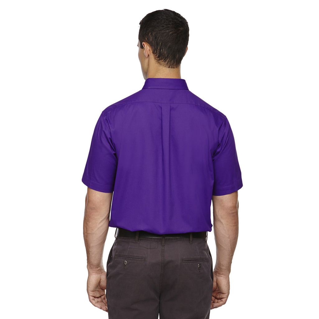 Core 365 Men's Campus Purple Optimum Short-Sleeve Twill Shirt