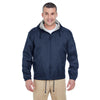 UltraClub Men's Navy Fleece-Lined Hooded Jacket