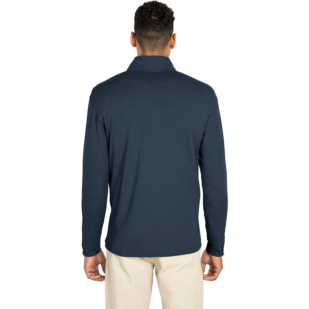 Charles River Men's Heather Navy Heathered Eco-Logic Stretch Quarter Zip