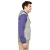 Jerzees Men's Oxford/Deep Purple 8 Oz. Nublend Colorblock Raglan Pullover Hood