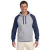 Jerzees Men's Oxford/J Navy 8 Oz. Nublend Colorblock Raglan Pullover Hood