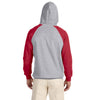 Jerzees Men's Oxford/True Red 8 Oz. Nublend Colorblock Raglan Pullover Hood