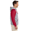 Jerzees Men's Oxford/True Red 8 Oz. Nublend Colorblock Raglan Pullover Hood