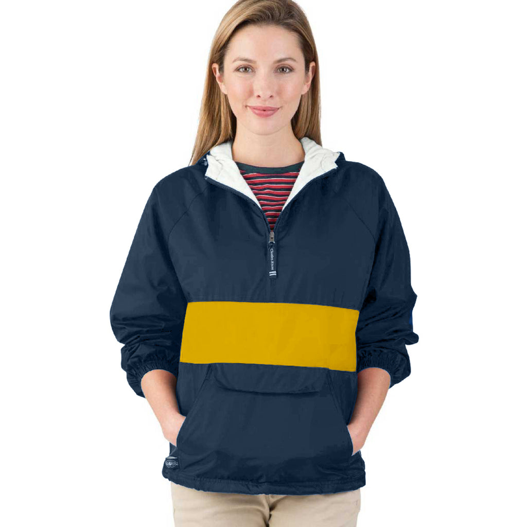 Charles River Unisex Navy/Gold Classic Charles River Striped Pullover