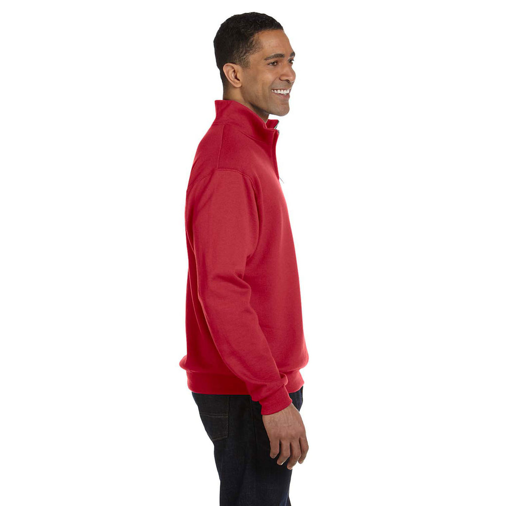 Jerzees Men's True Red 8 Oz. Nublend Quarter-Zip Cadet Collar Sweatshirt