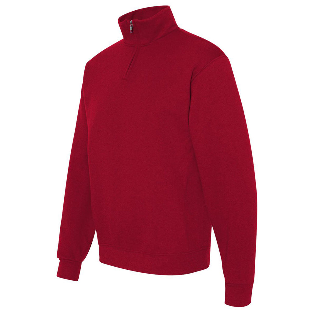 Jerzees Men's True Red Nublend Cadet Collar Quarter-Zip Sweatshirt