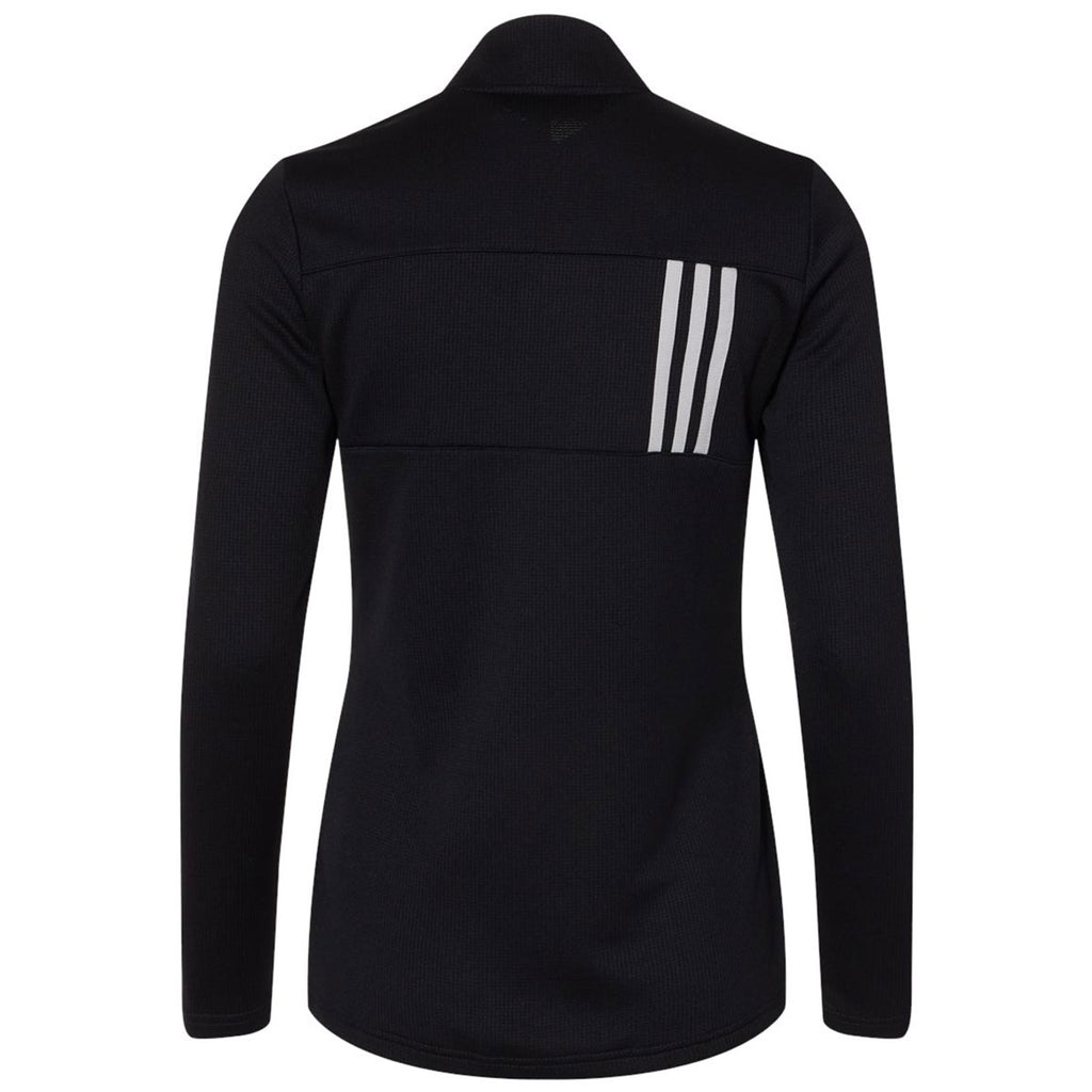 adidas Women's Black/Grey Two 3-Stripes Double Knit Full-Zip