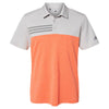 adidas Men's Grey Two/Hi-Res Coral Heathered Colorblock 3-Stripes Sport Shirt