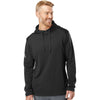 adidas Men's Black Textured Mix Media Hooded Sweatshirt