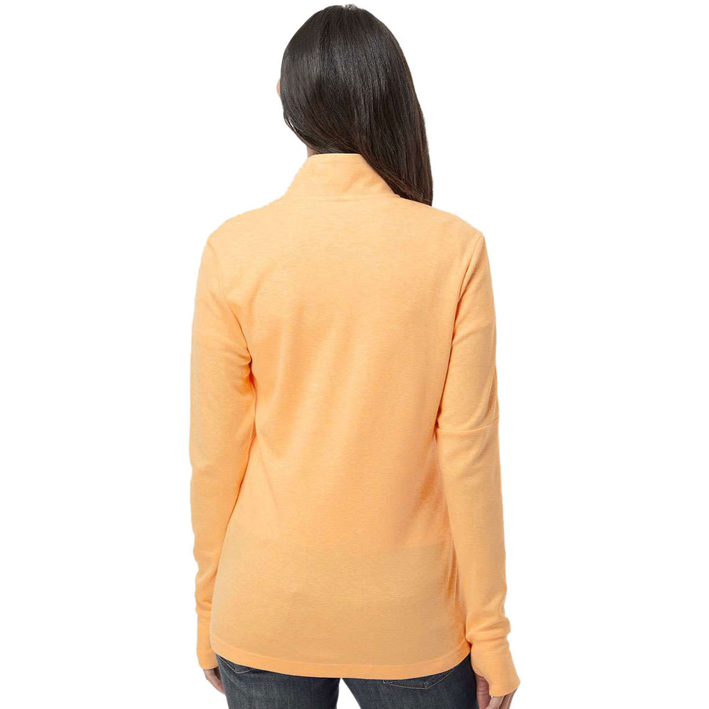 adidas Women's Acid Orange Melange 3-Stripes Quarter Zip Pullover