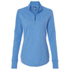 adidas Women's Focus Blue Melange 3-Stripes Quarter Zip Pullover