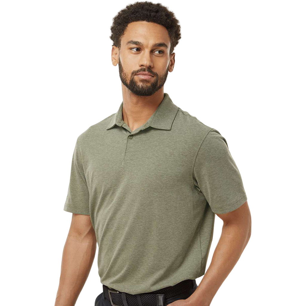 Adidas Men's Olive Strata Melange Blend Polo