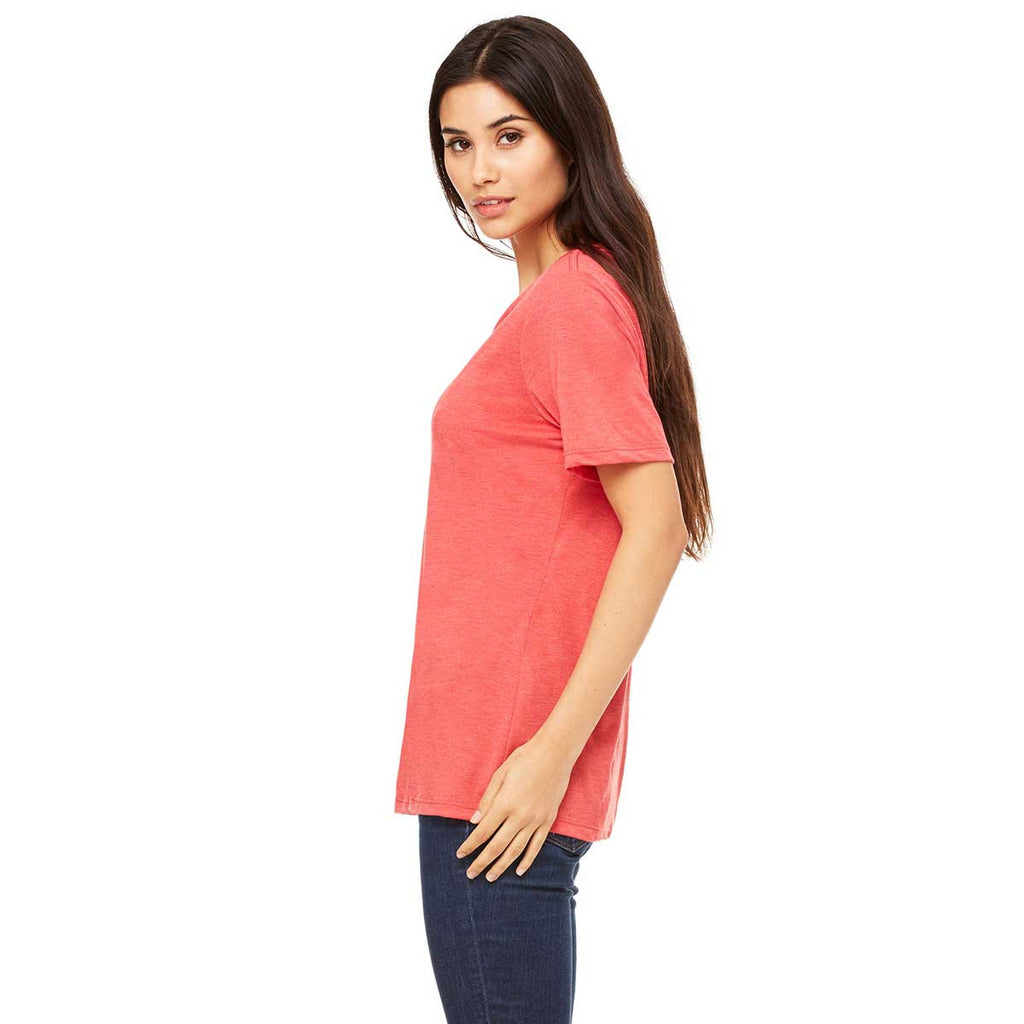 Bella + Canvas Women's Red Triblend Relaxed Jersey Short-Sleeve T-Shirt