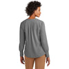 Brooks Brothers Women's Shadow Grey Open Neck Satin Blouse