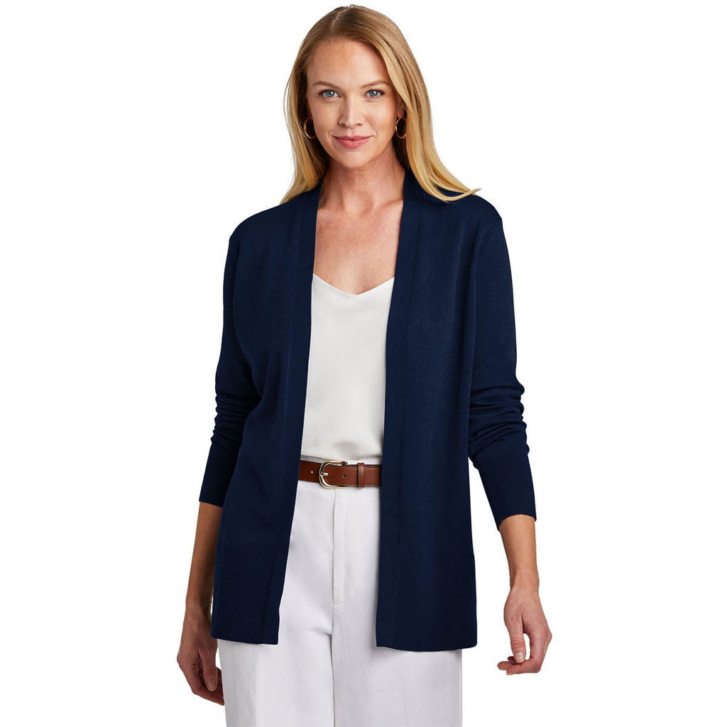 Brooks Brothers Women's Navy Blazer Cotton Stretch Long Cardigan Sweater