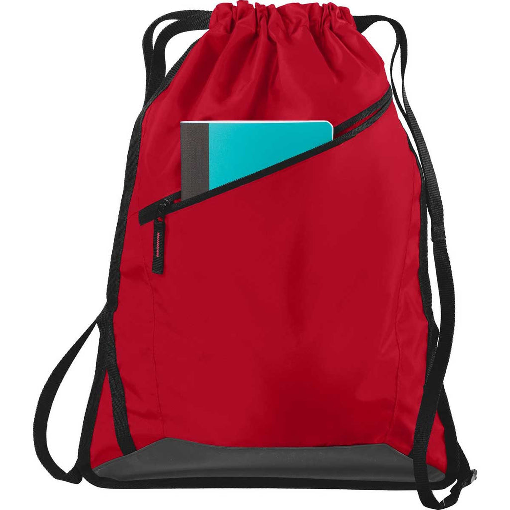 Port Authority True Red/Black Zip-It Cinch Pack