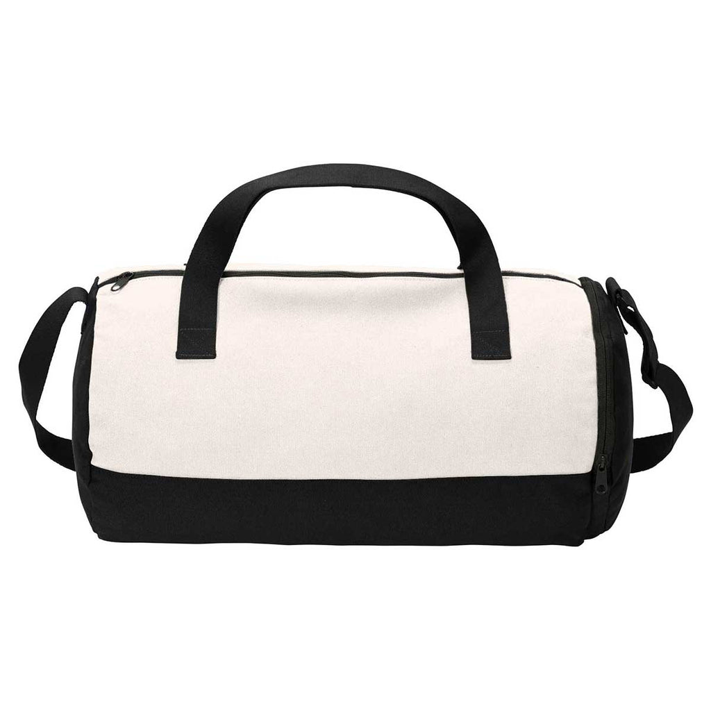 Port Authority Black/Soft White Cotton Barrel Duffel