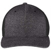 Port Authority Black/Dark Charcoal Heather Flexfit Melange Trucker Mesh Back Cap