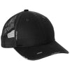 Port Authority Black/ Black Distressed Mesh Back Cap