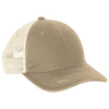 Port Authority Khaki/ Stone Distressed Mesh Back Cap