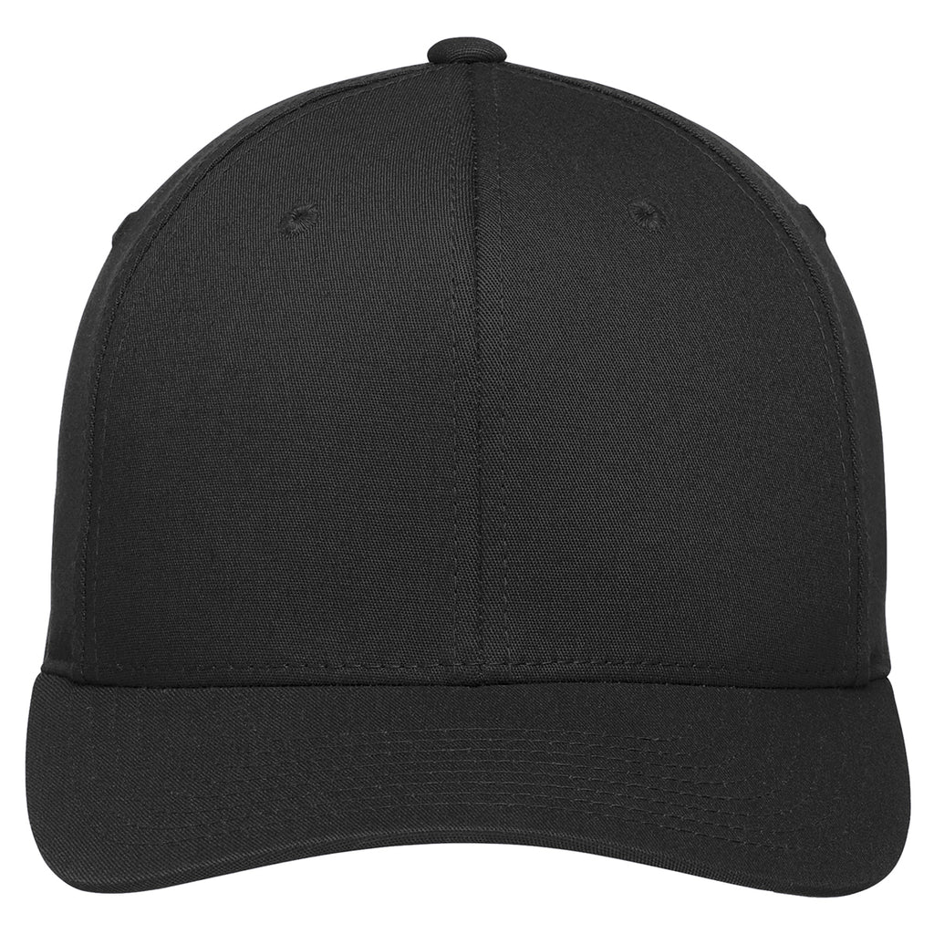 Port Authority Black Flexfit Cotton Twill Cap