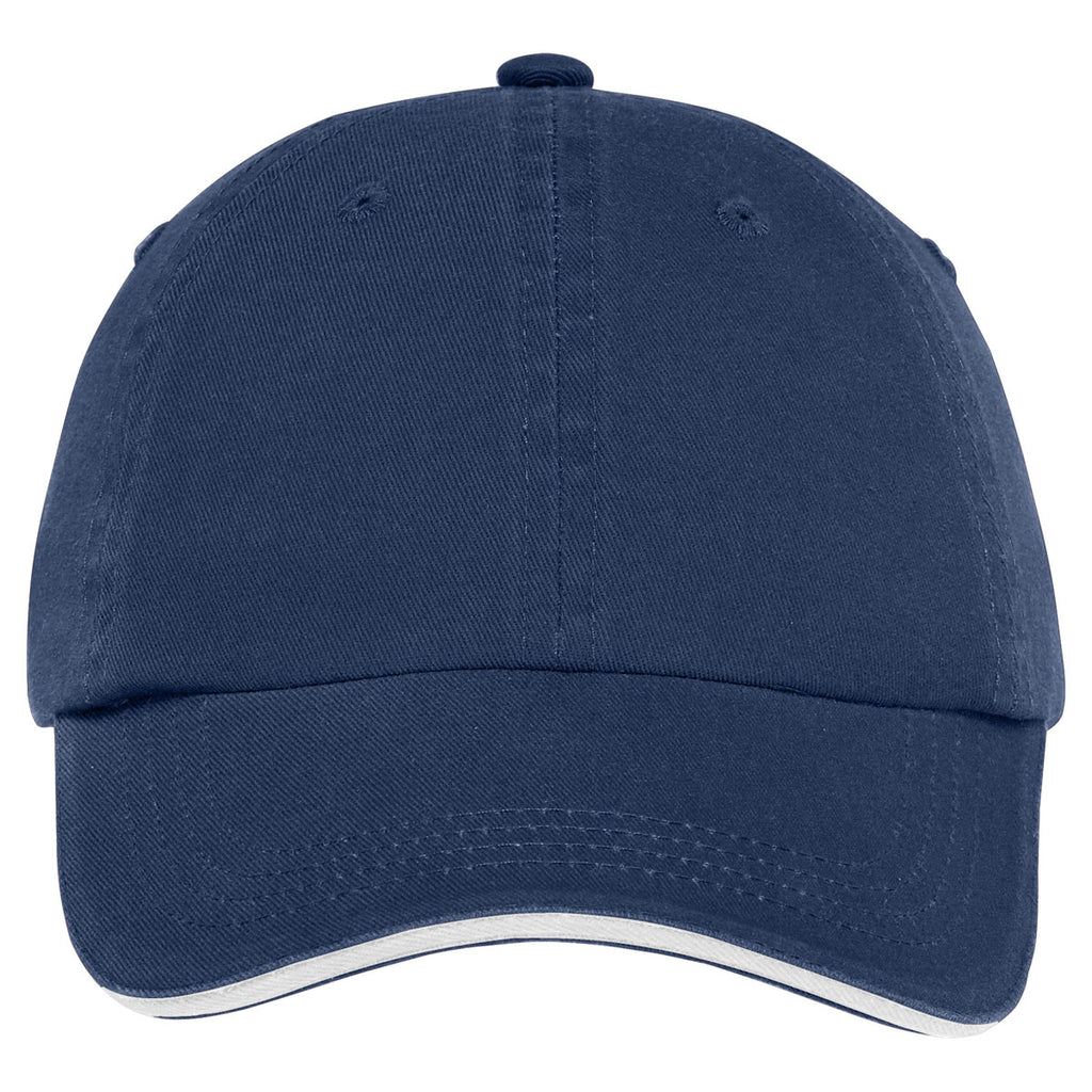 Port Authority Ensign Blue/White Sandwich Bill Cap with Striped Closure