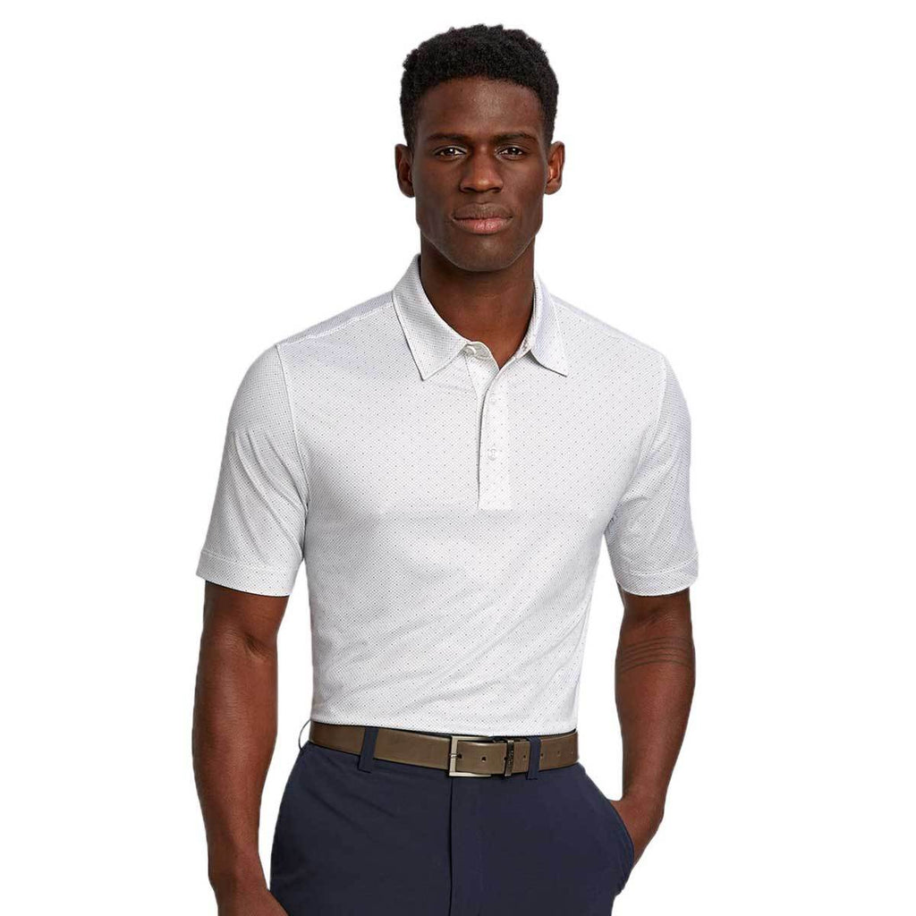 Cutter & Buck Men's White Pike Polo Double Dot Print