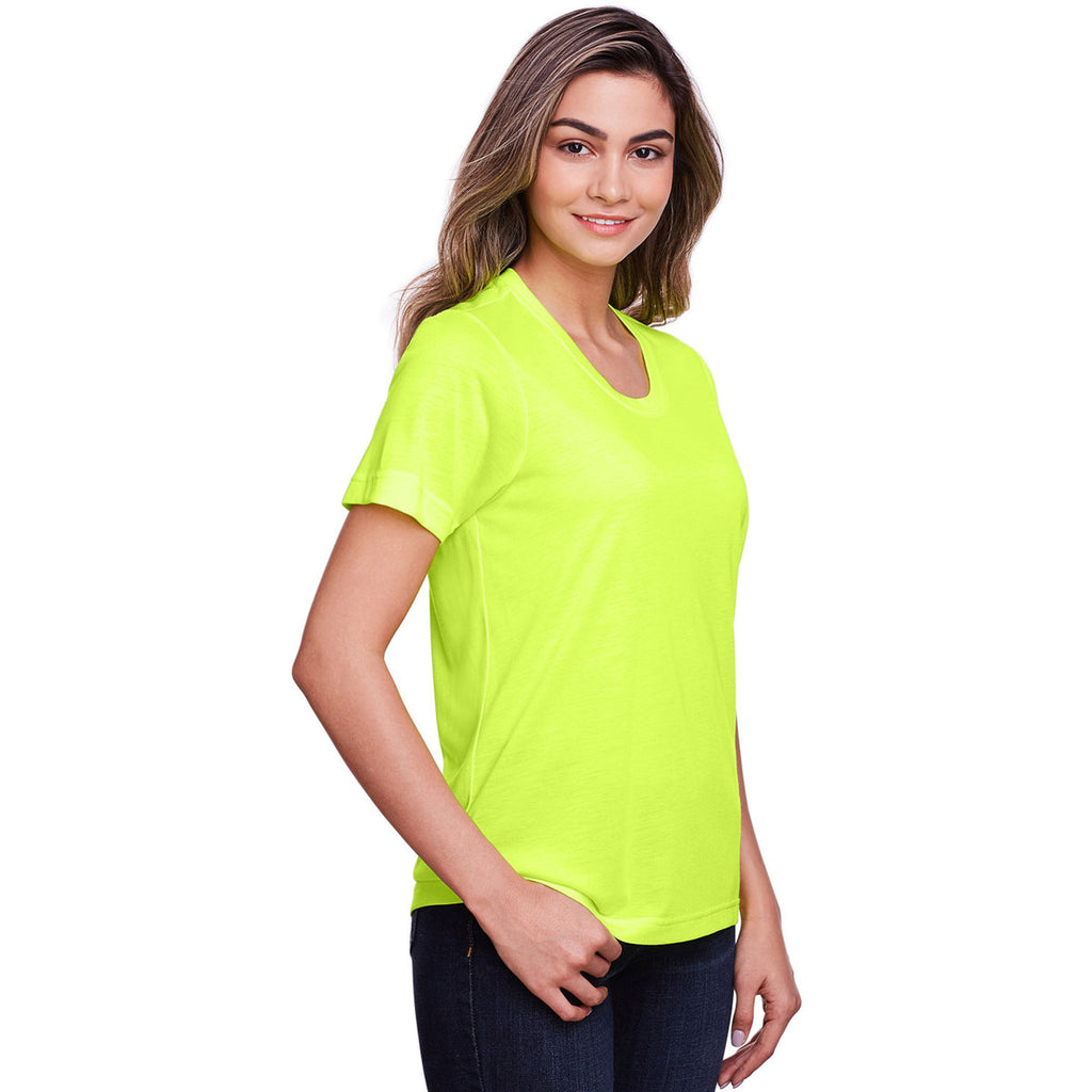 Core 365 Women's Safety Yellow Fusion ChromaSoft Performance T-Shirt