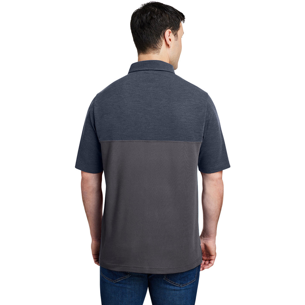 Core 365 Men's Carbon/Classic Navy Heather Fusion ChromaSoft Colorblock Polo