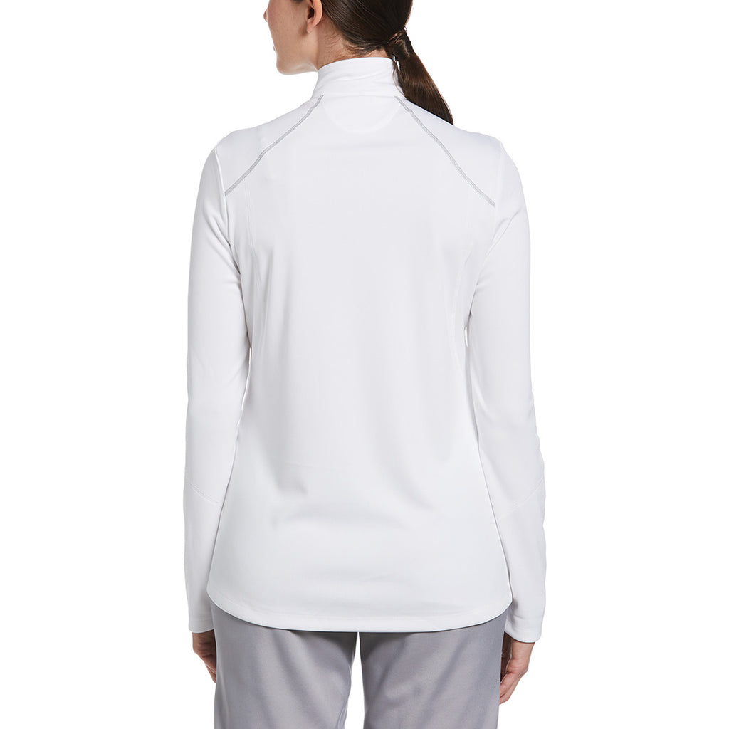 Callaway Women's White Long Sleeve Quarter Zip Mock with Reflective Tape