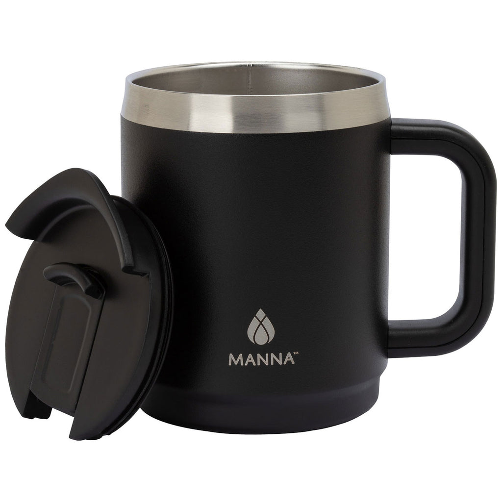 Manna Black 14 oz. Boulder Stainless Steel Camping Mug with Handle