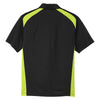 CornerStone Men's Black/Shock Green Select Snag-Proof Two Way Colorblock Pocket Polo