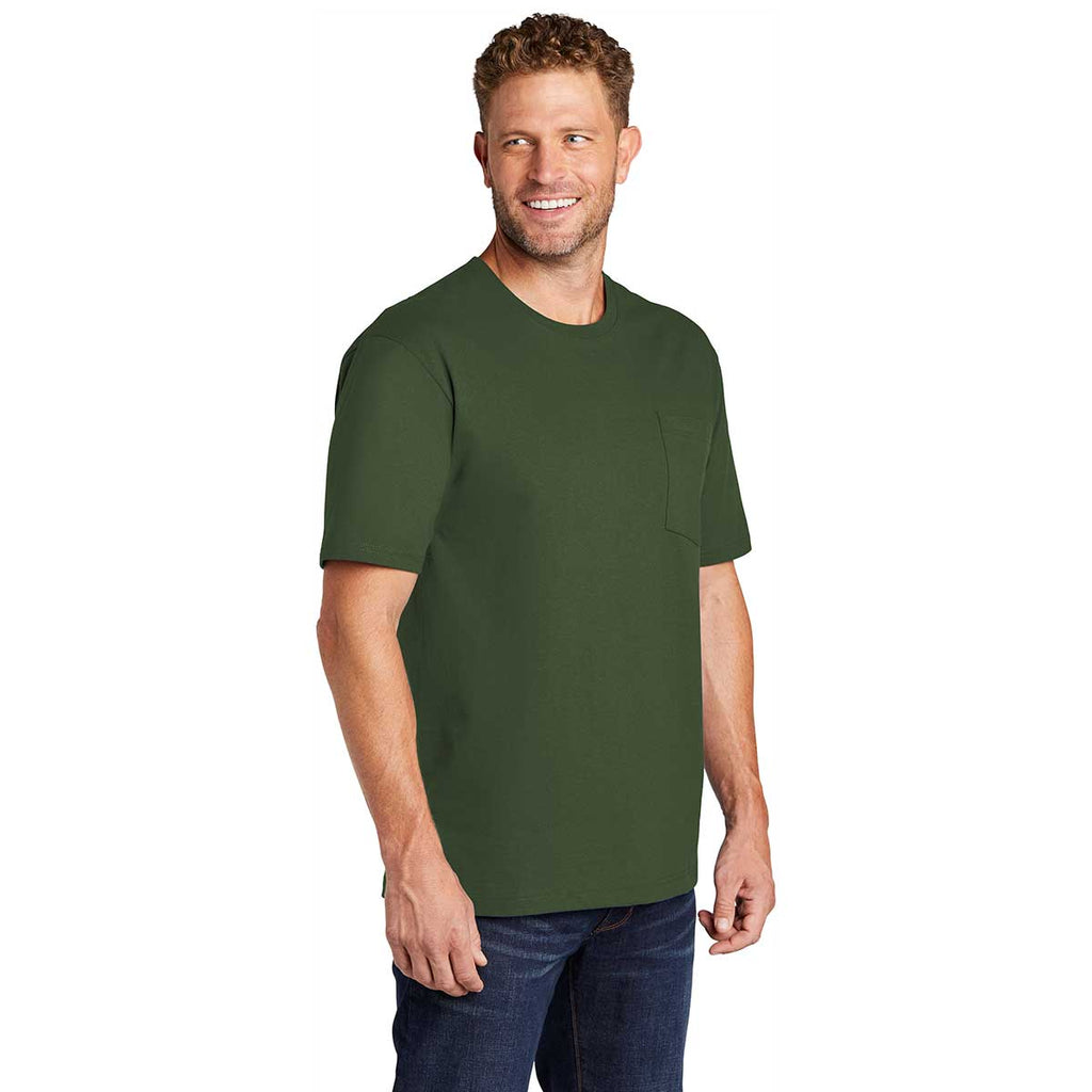 CornerStone Men's Dark Green Workwear Short Sleeve Pocket Tee