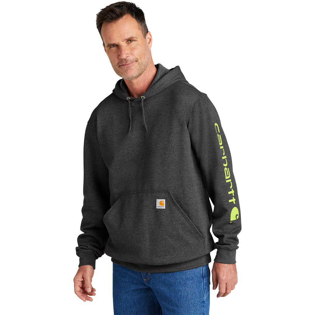 Carhartt Men's Carbon Heather Midweight Hooded Logo Sweatshirt