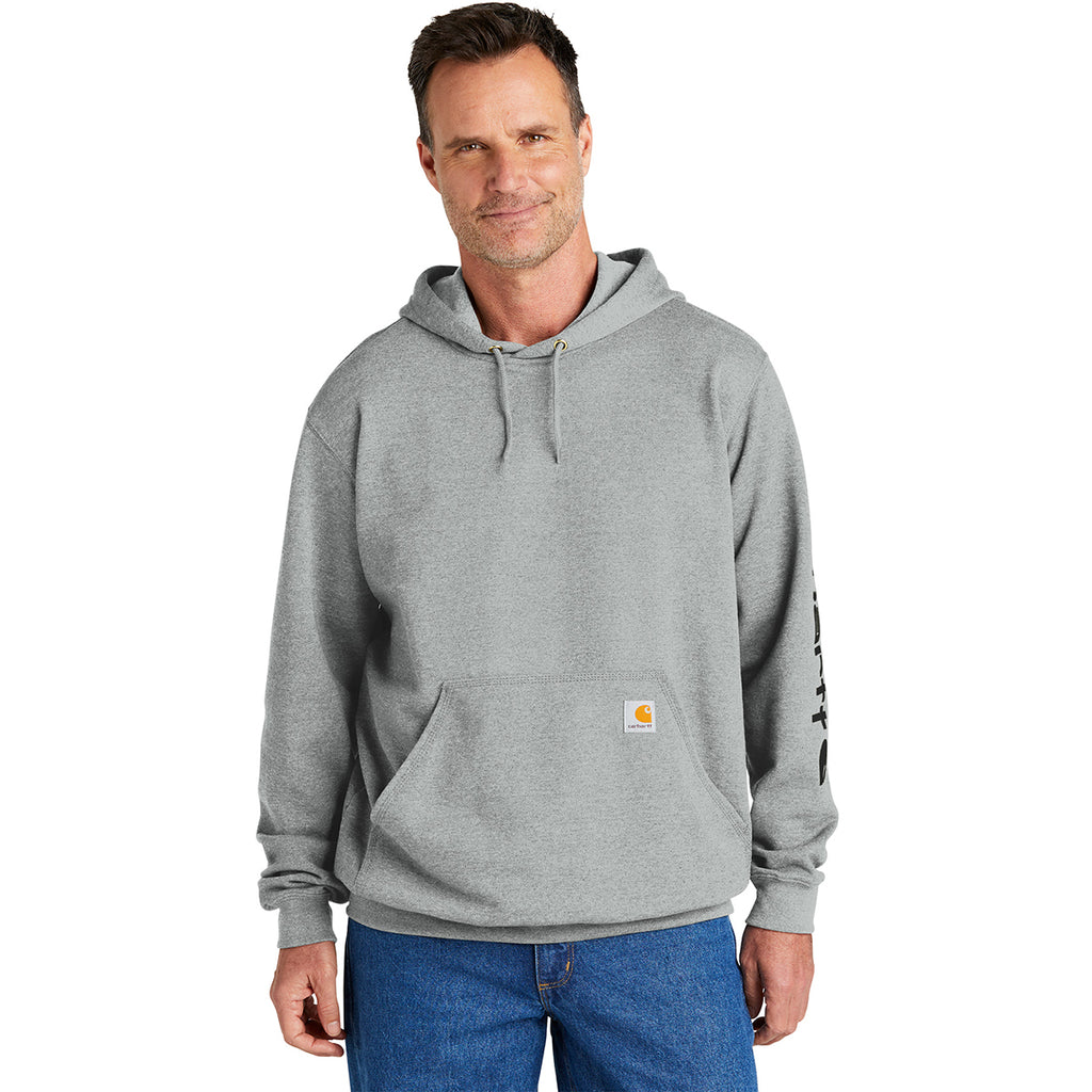 Carhartt Men's Heather Grey Midweight Hooded Logo Sweatshirt