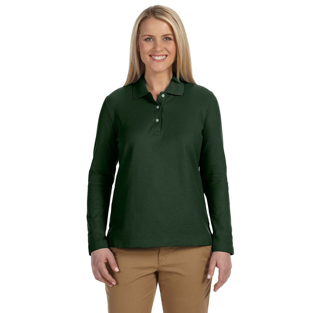 Devon & Jones Women's Forest Pima Pique Long-Sleeve Polo