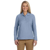 Devon & Jones Women's Slate Blue Pima Pique Long-Sleeve Polo