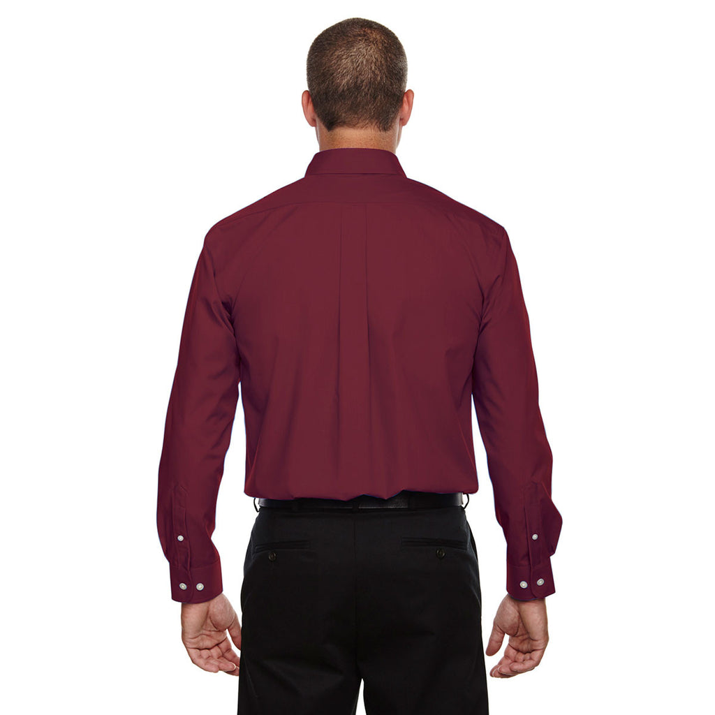 Devon & Jones Men's Burgundy Crown Collection Solid Broadcloth