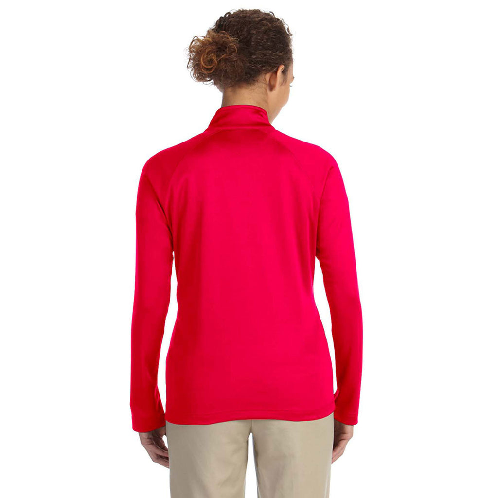 Devon & Jones Women's Red Stretch Tech-Shell Compass Quarter-Zip