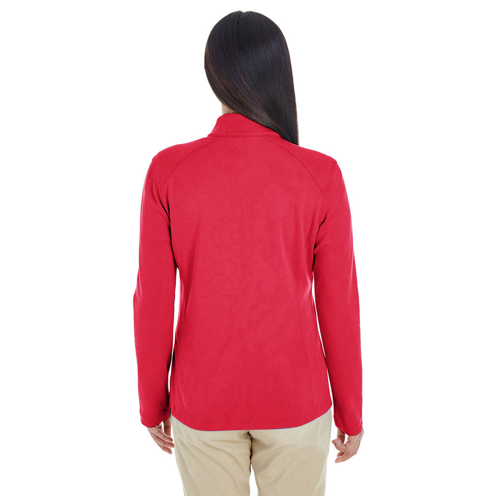 Devon & Jones Women's Red/Navy/Red Drytec 20 Performance Quarter-zip