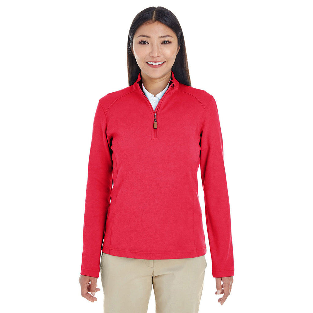 Devon & Jones Women's Red/Navy/Red Drytec 20 Performance Quarter-zip