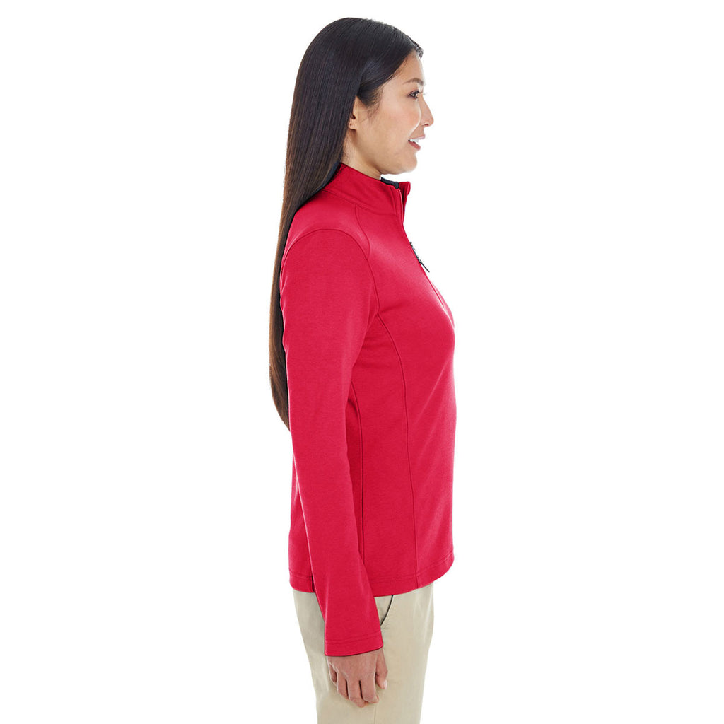 Devon & Jones Women's Red/Navy/Red Drytec 20 Performance Quarter-zip