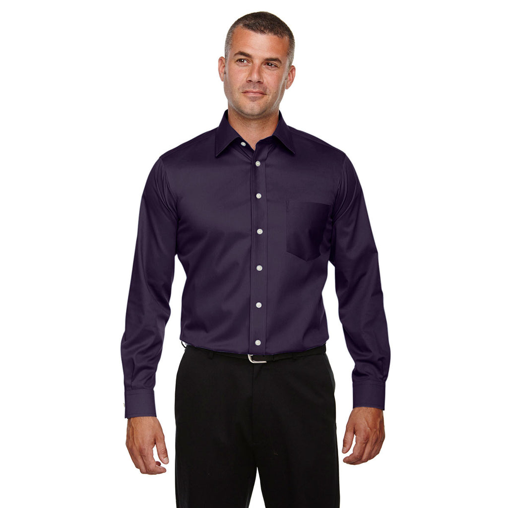 Devon & Jones Men's Deep Purple Crown Collection Solid Stretch Twill