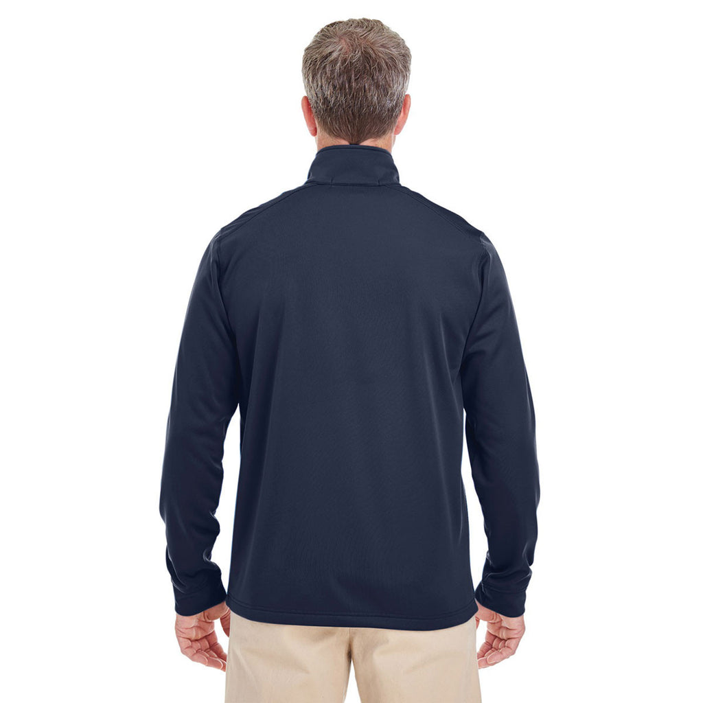 Devon & Jones Men's Navy/Navy Heather Newbury Colorblock Melange Fleece Full-zip