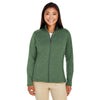 Devon & Jones Women's Forest/Forest Heather Newbury Colorblock Melange Fleece Full-zip