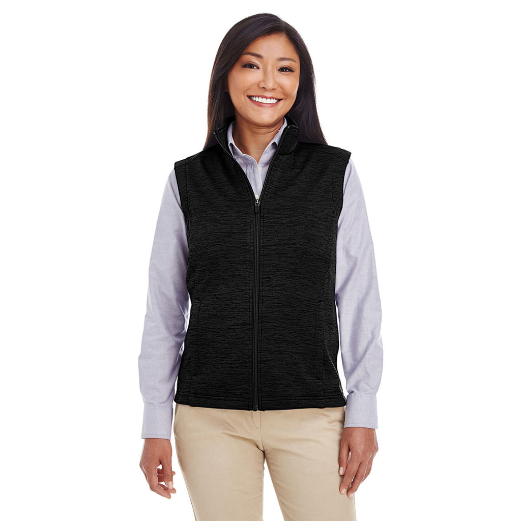 Devon & Jones Women's Black Heather Newbury Melange Fleece Vest