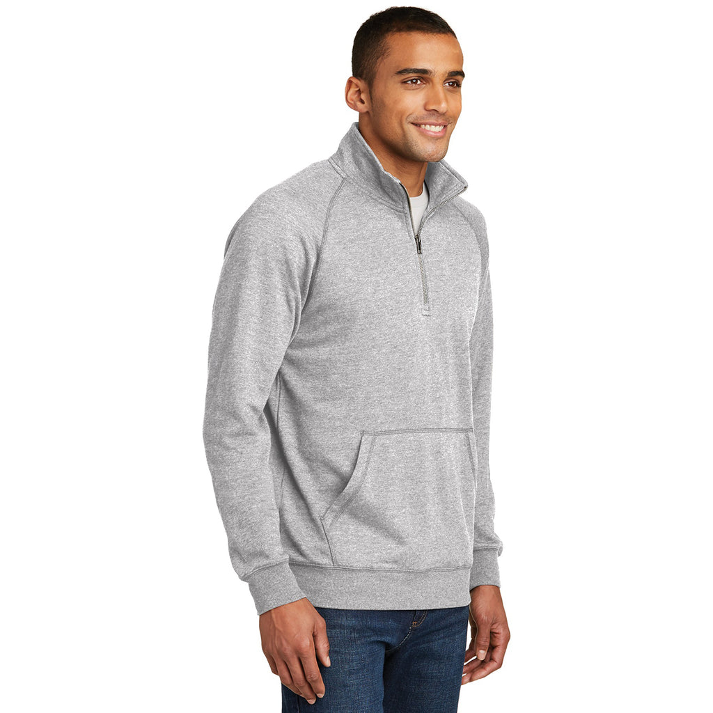 District Men's Heathered Grey Lightweight Fleece Quarter-Zip