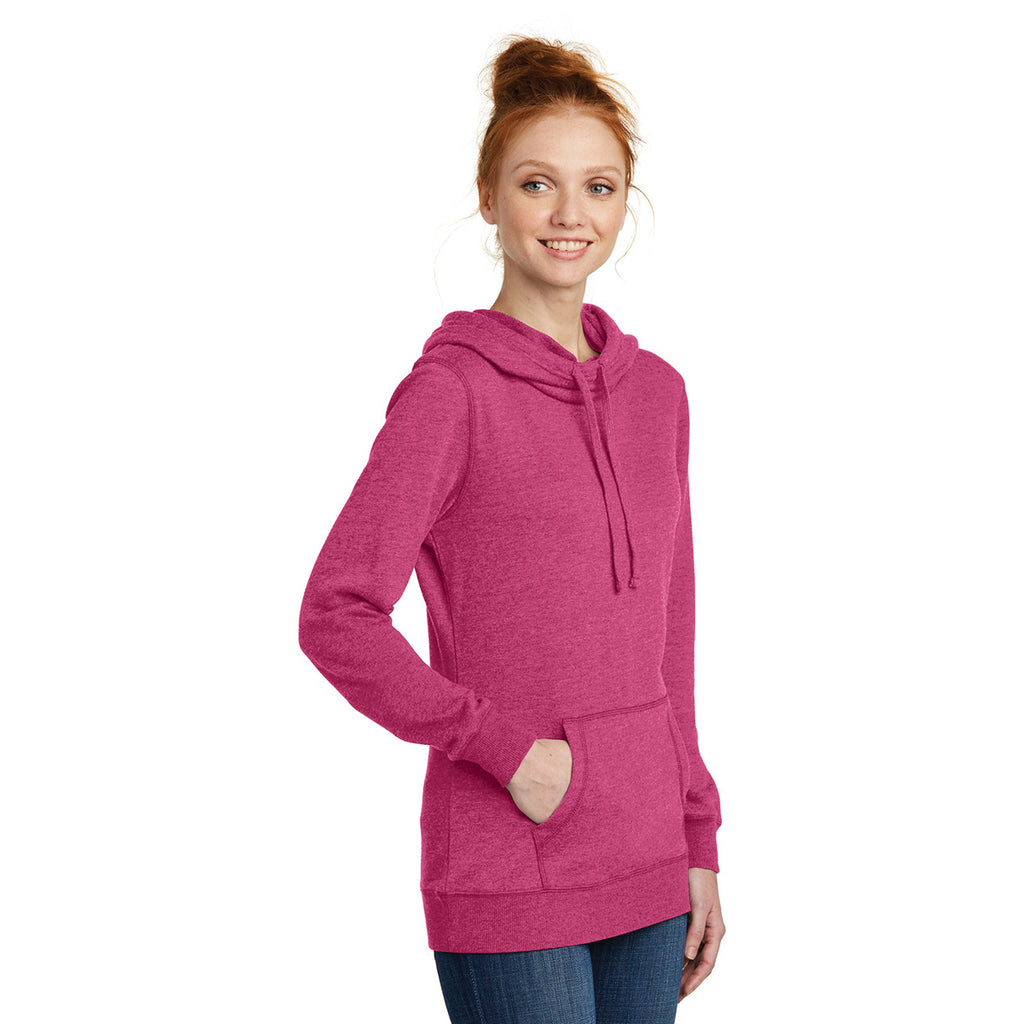 District Women's Heathered Pink Azalea Lightweight Fleece Hoodie